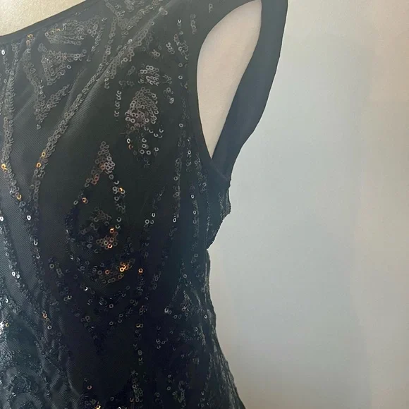 NWT Connected Apparel Black Sequin Dress - Picture 3 of 7